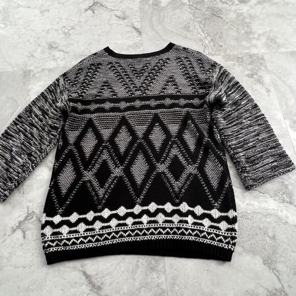 Christine Gerard Size Large L Tunic Sweater Black and White‎ Geometric - Picture 2 of 5